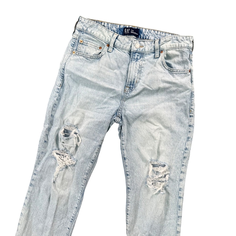 Gap Slim‎ Boyfriend Jeans Women's 8/29R Distressed Light Wash Y2K Grunge